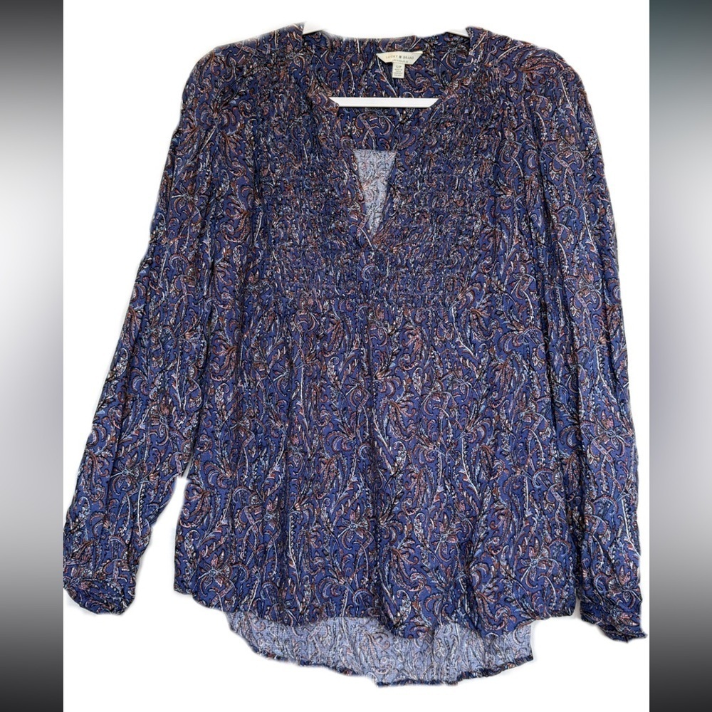 Lucky Brand Boho Paisley Peasant Blouse
